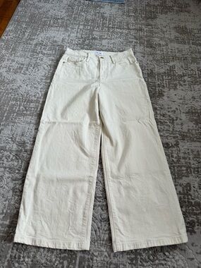 Frame Ali Wide Crop Pant in Winter White 28